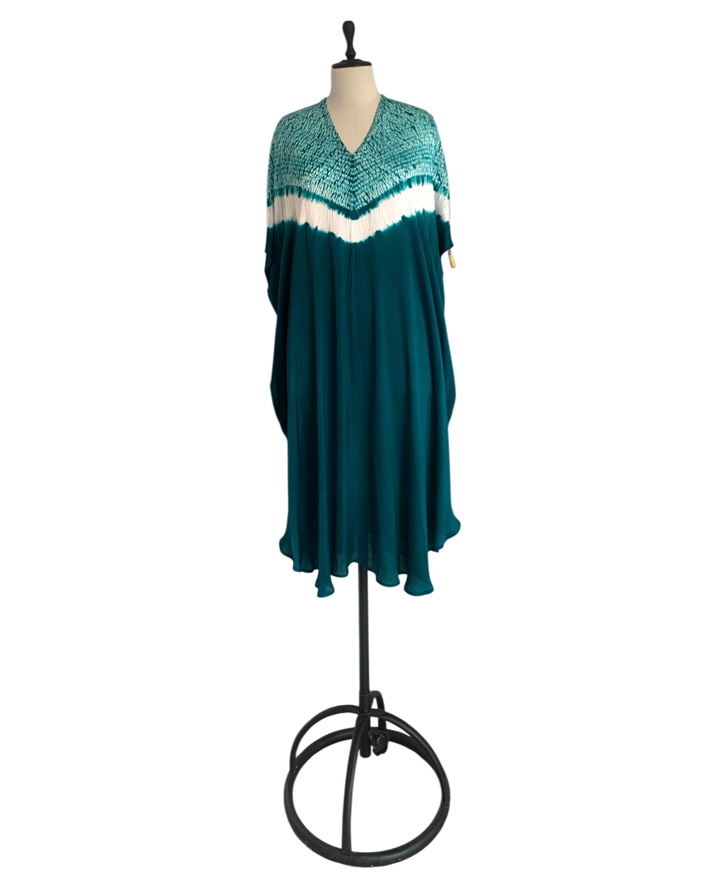 Kaftan Shibori - Ocean Aquamarine /Ivory