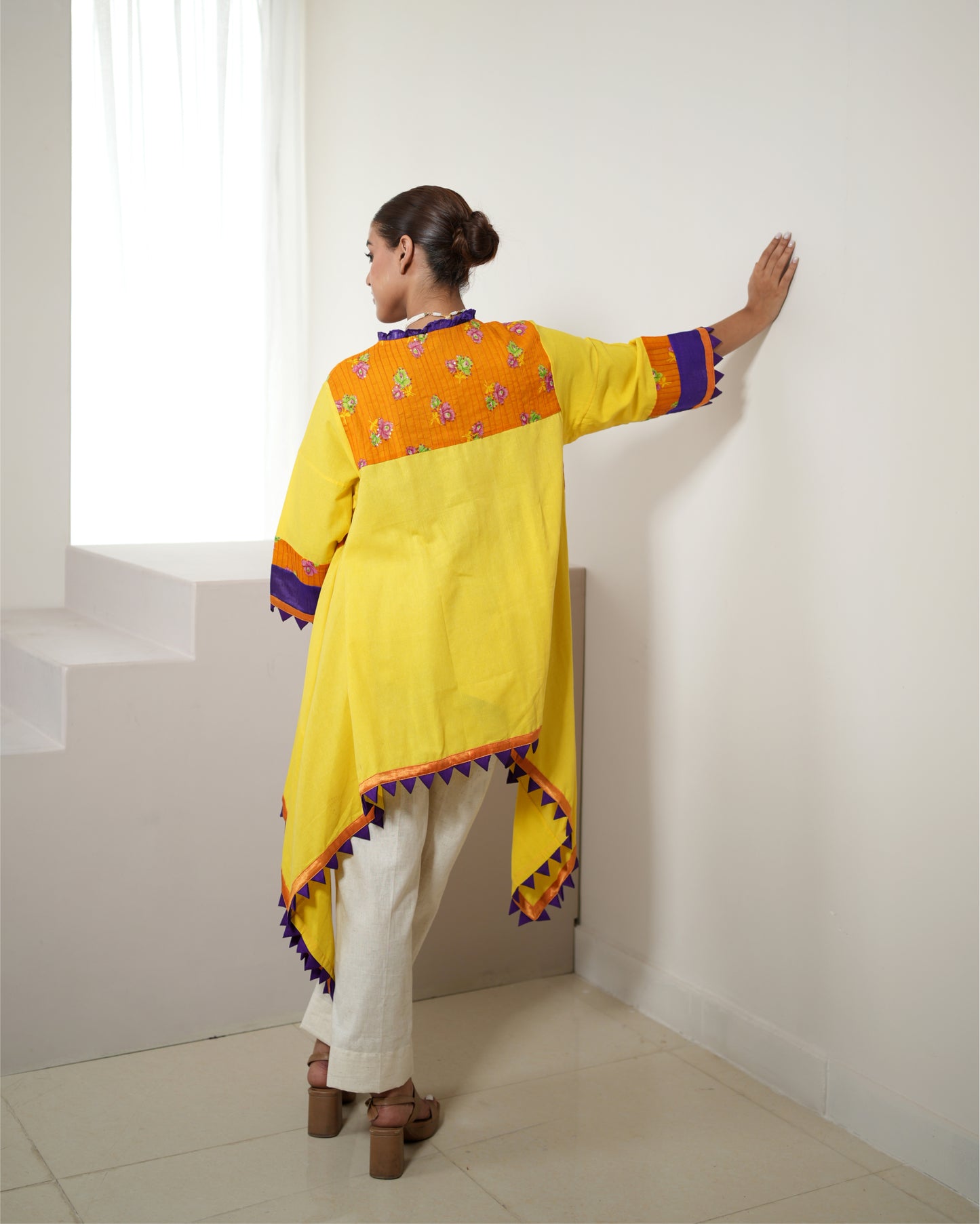 Kurta Set Floral Banarasi - Yellow / Orange / Purple / Ivory