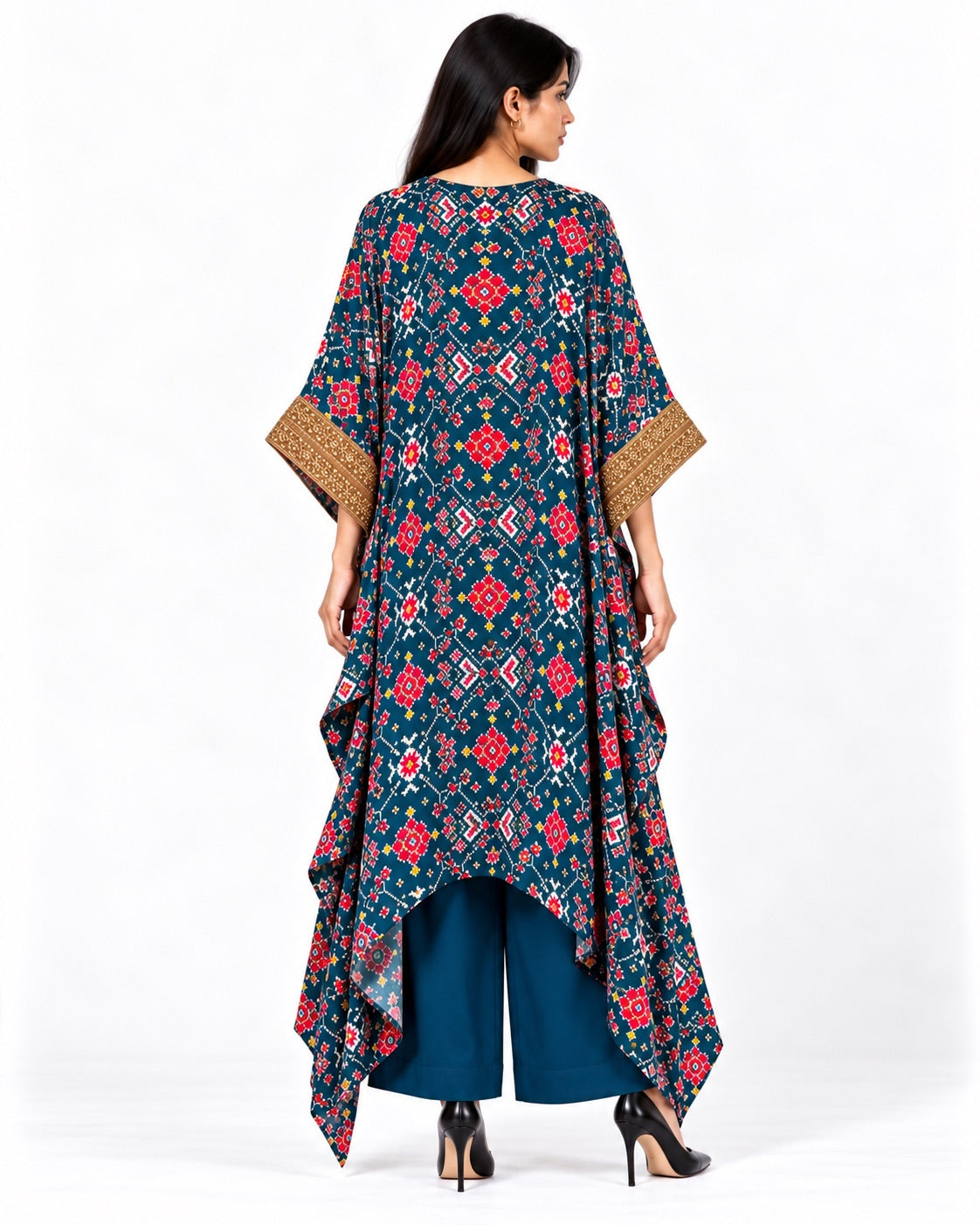 Kurta Set Patola - Teal Blue / Multicolour / Gold