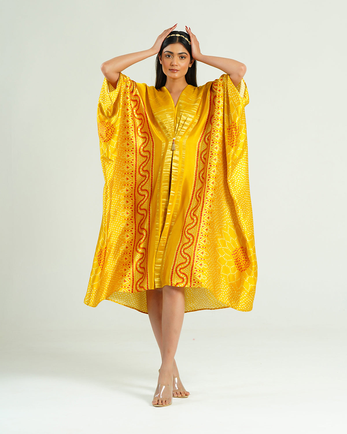Kaftan Bandhej - Yellow / Gold