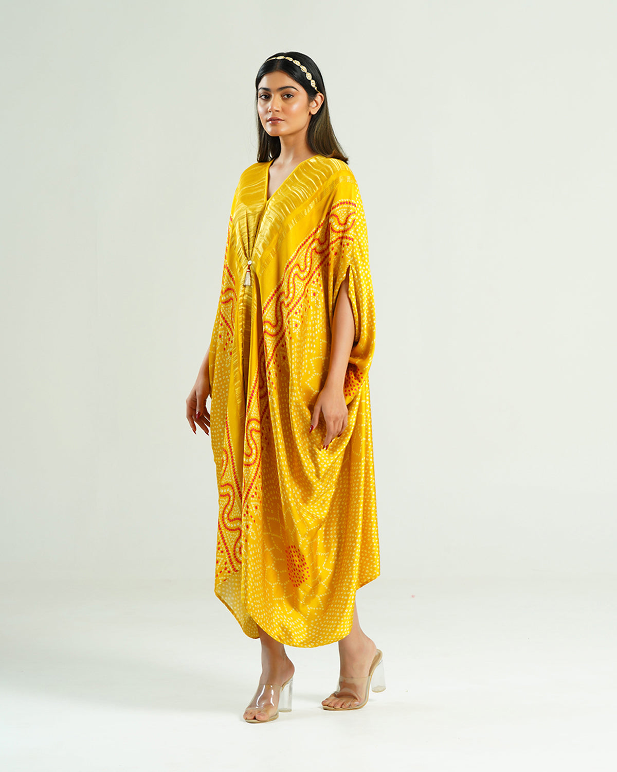 Kaftan Bandhej - Yellow / Gold