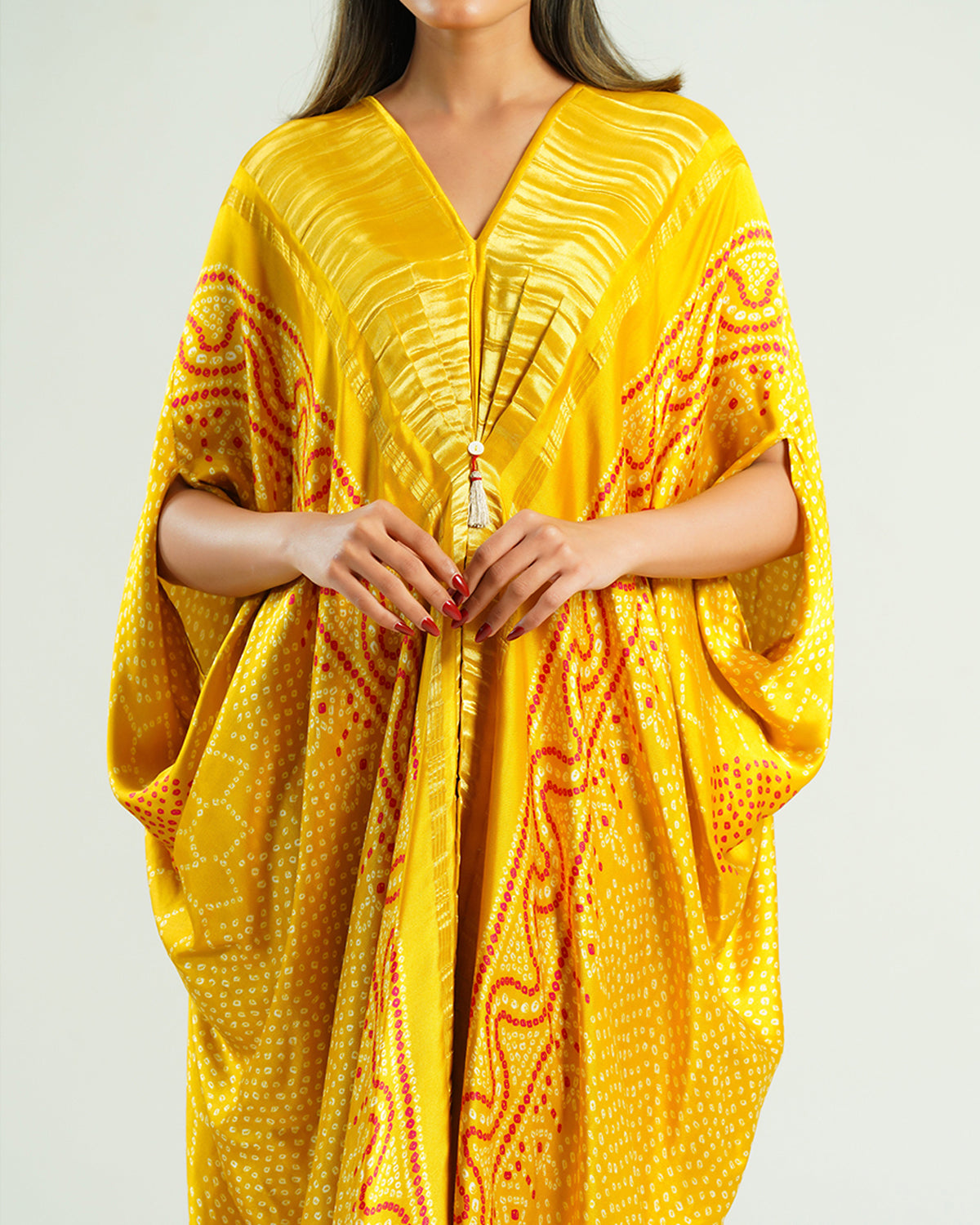 Kaftan Bandhej - Yellow / Gold