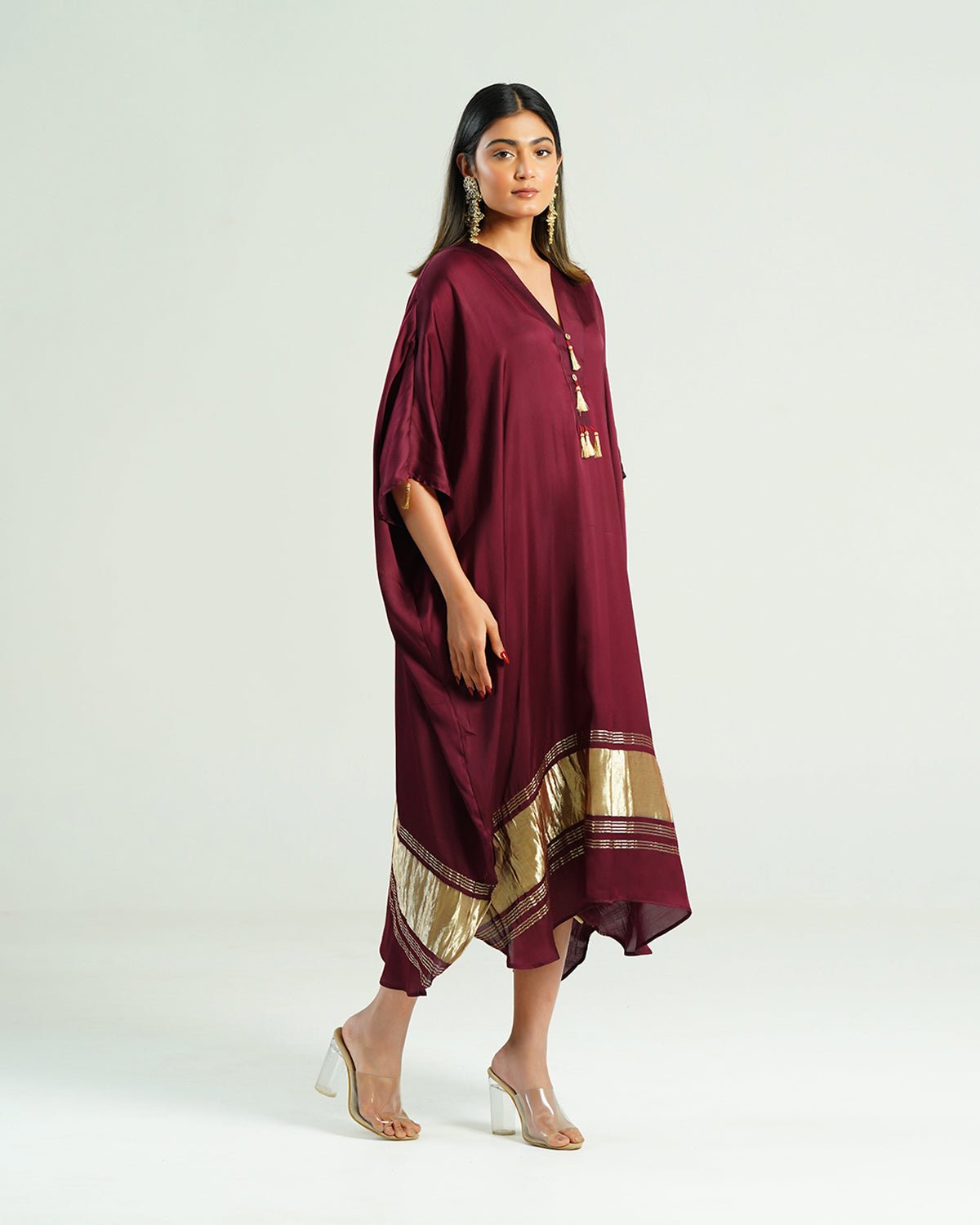 Kaftan Kutch - Wine Red / Gold - Mayura Kumar