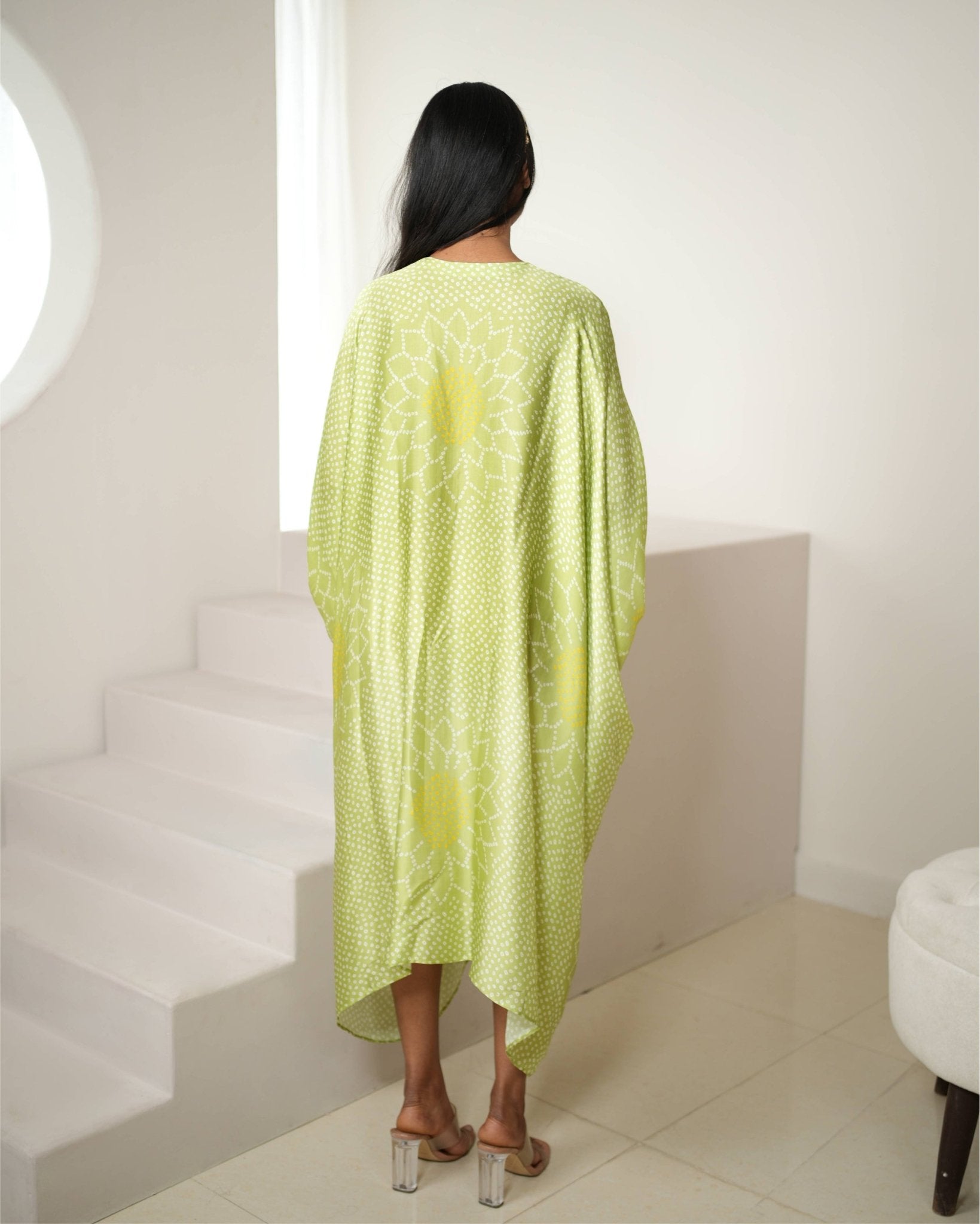Kaftan Bandhej - Fresh Green / Gold - Mayura Kumar