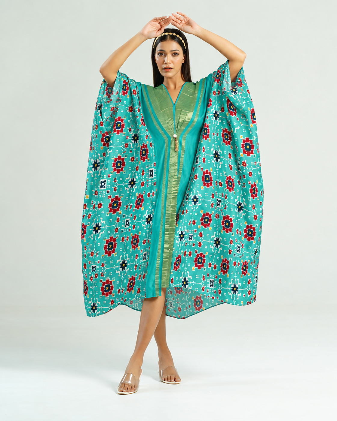 Kaftan Patola - Aquamarine / Gold