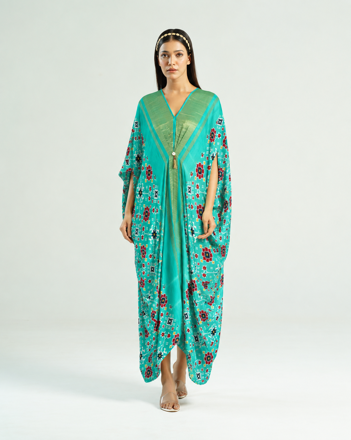 Kaftan Patola - Aquamarine / Gold