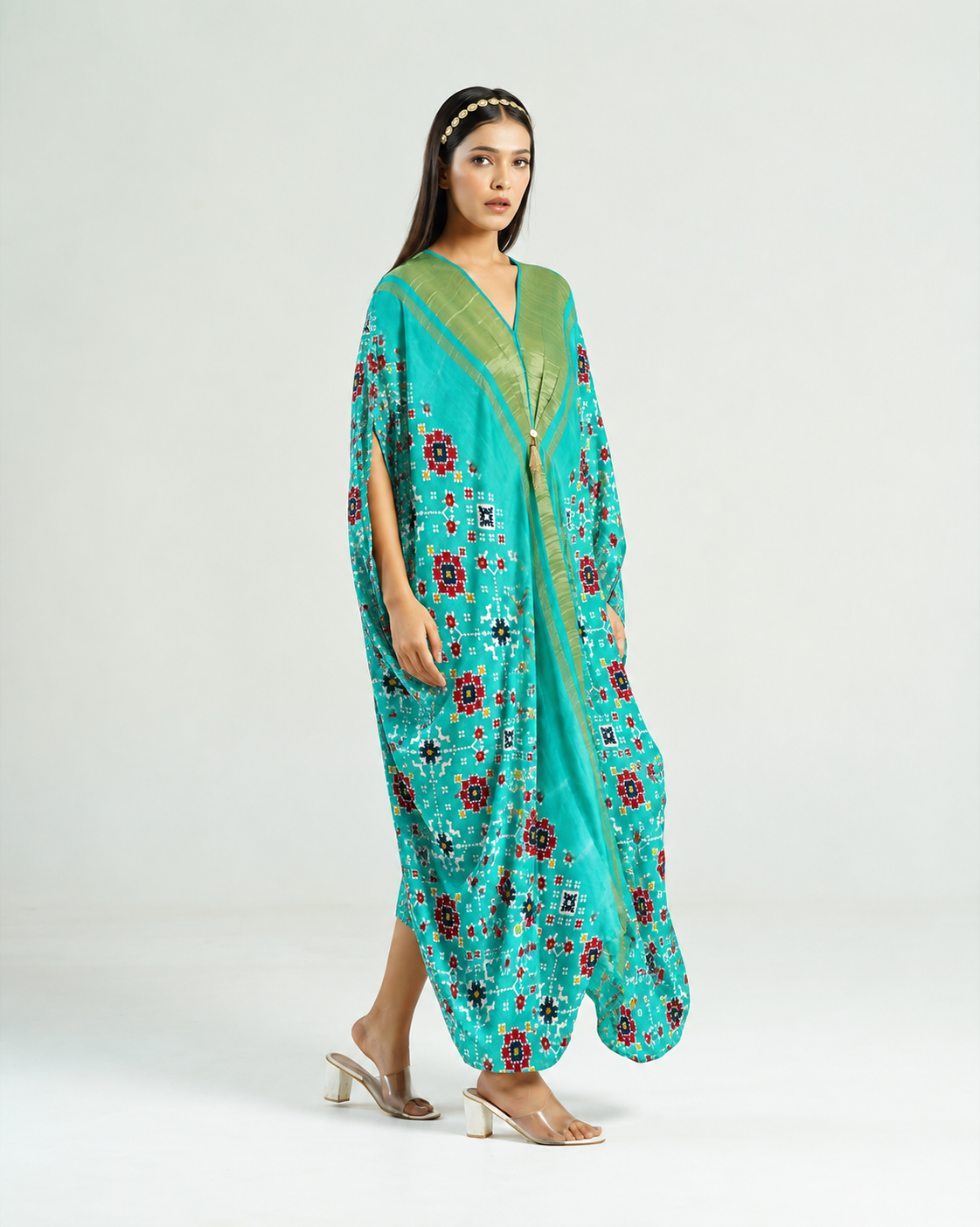 Kaftan Patola - Aquamarine / Gold