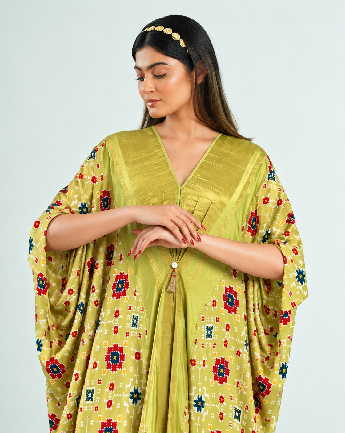 Kaftan Patola - Fresh Green/Gold - Mayura Kumar