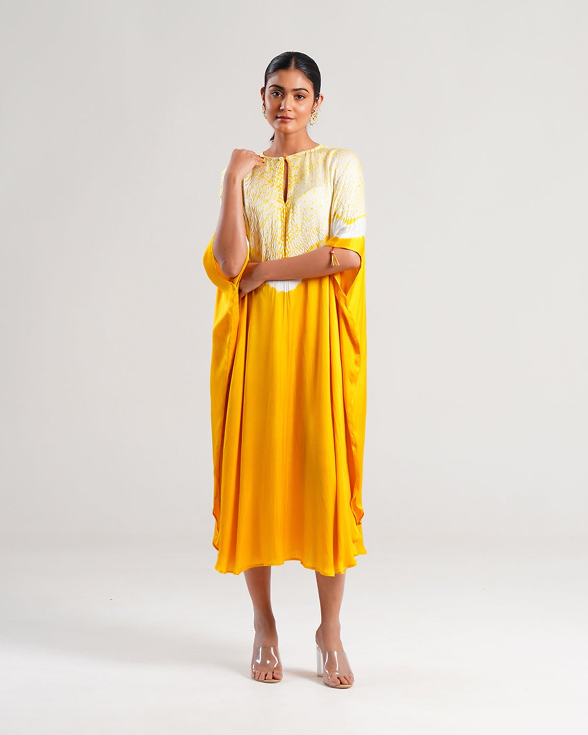 Kaftan Shibori - Mango Yellow/Ivory - Mayura Kumar