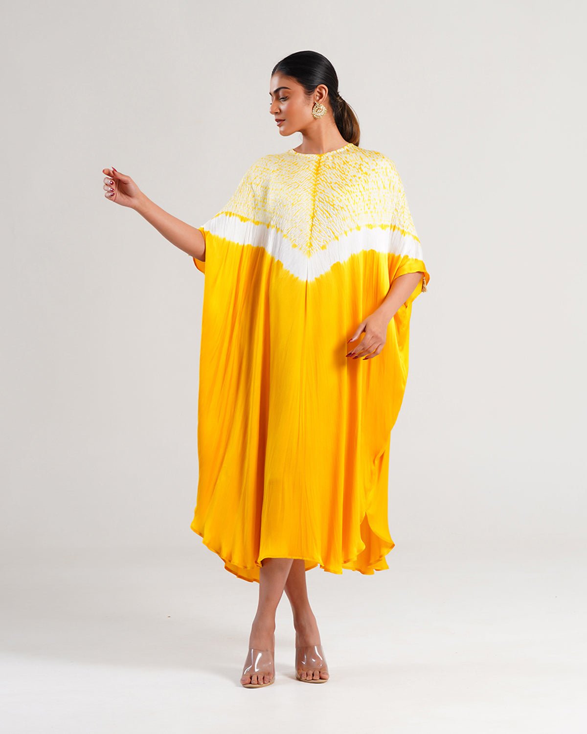 Kaftan Shibori - Mango Yellow/Ivory - Mayura Kumar
