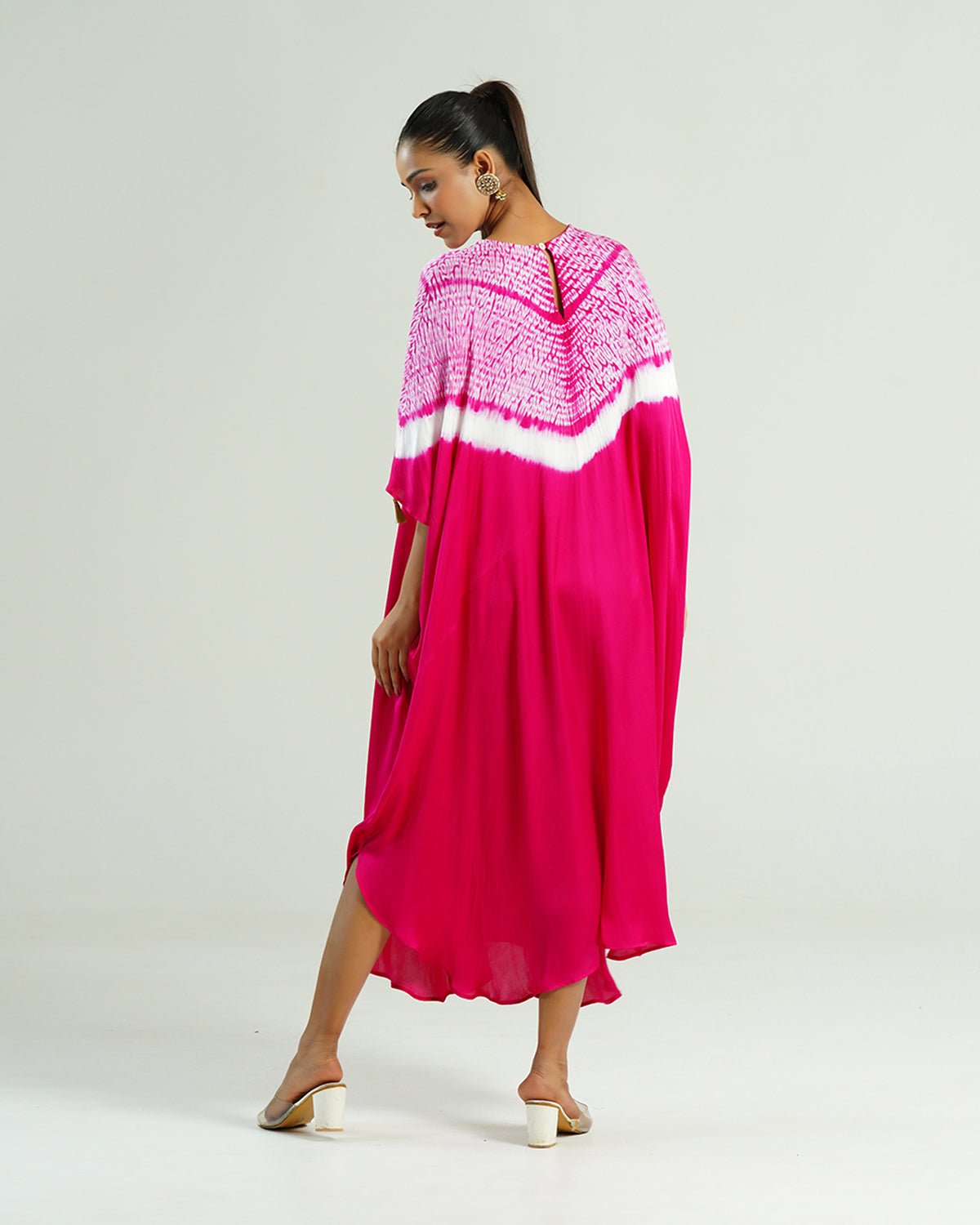 Kaftan Shibori - Wild Fuchsia /Ivory - Mayura Kumar