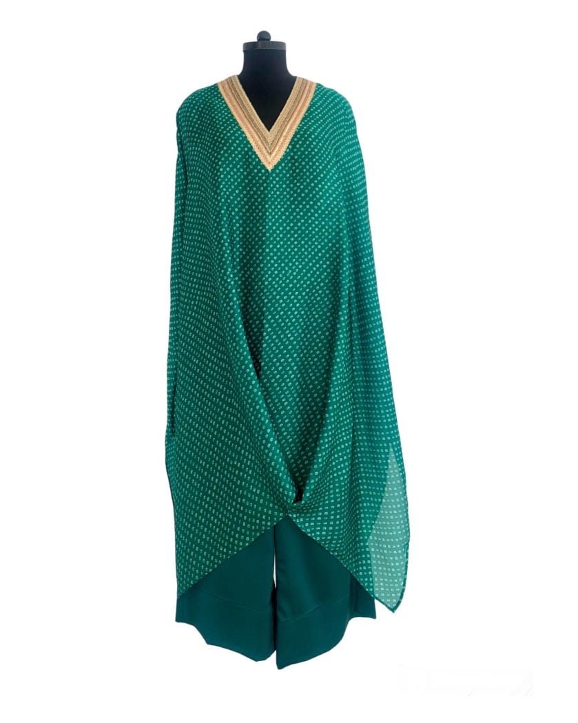 Kurta Set Bandhej - Green / Gold - Mayura Kumar