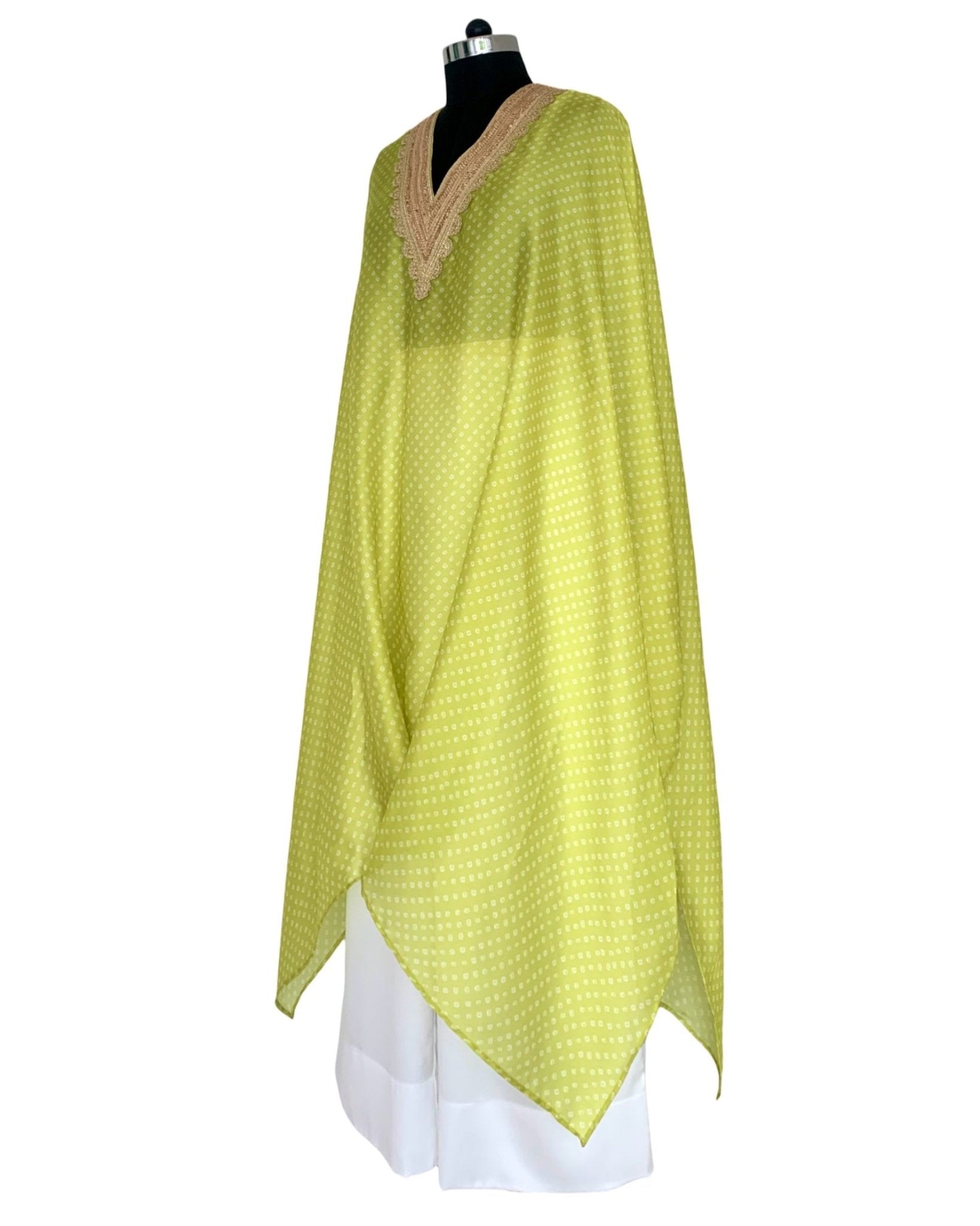 Kurta Set Bandhej - Green Lime / Ivory / Gold - Mayura Kumar
