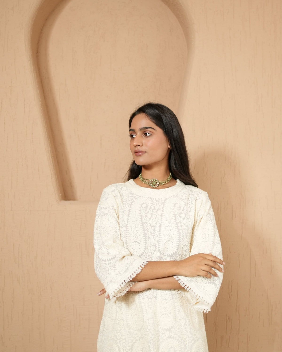 Kurta Set Kashmiri - Ivory - Mayura Kumar