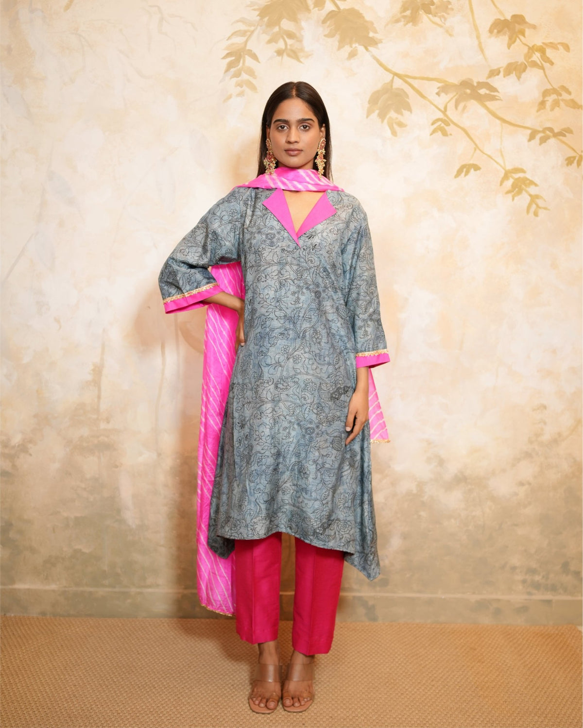 Kurta Set Leheriya - Indigo / Hot Pink - Mayura Kumar