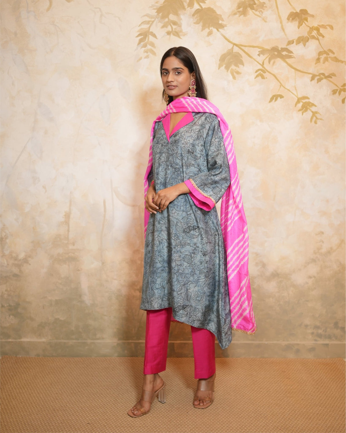 Kurta Set Leheriya - Indigo / Hot Pink - Mayura Kumar