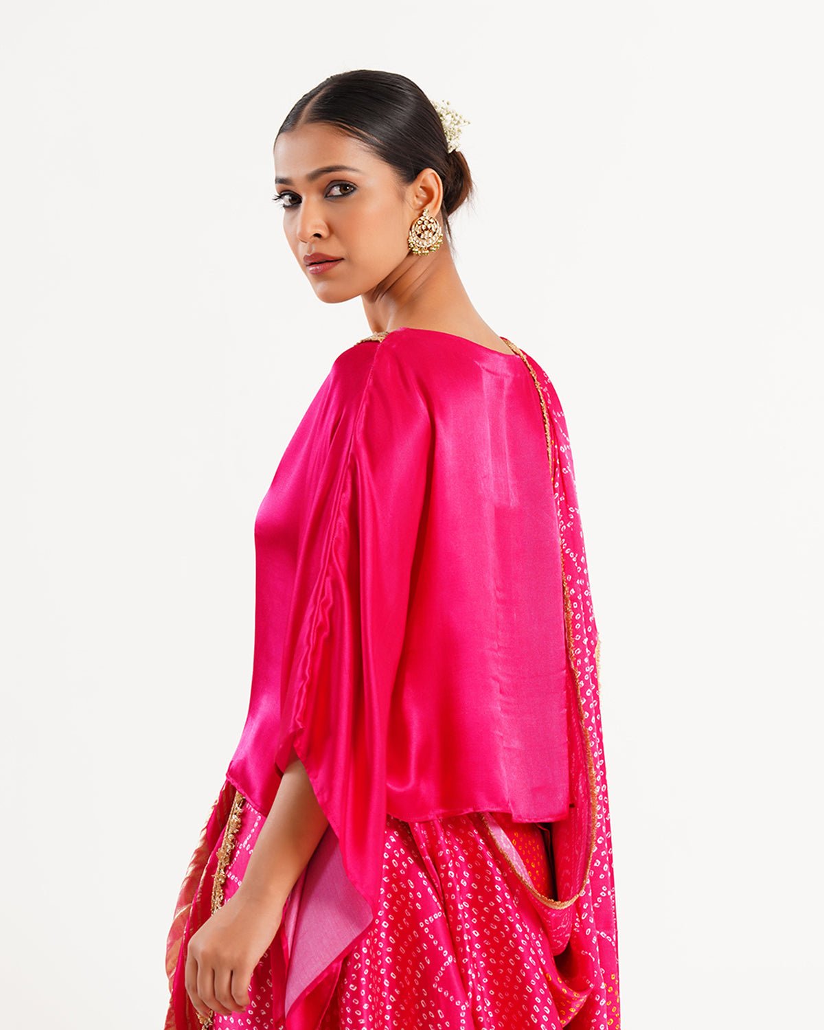 Saree Bandhej Mixology - Fuchsia Rani Pink/ Gold - Mayura Kumar