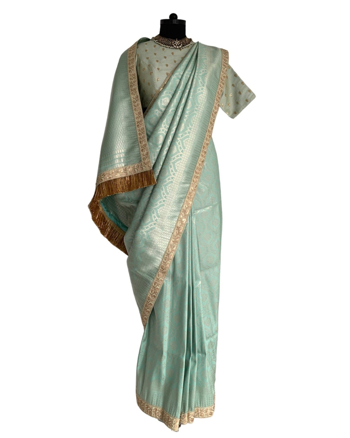 Saree Banarasi - Aqua Blue / Silver / Gold - Mayura Kumar