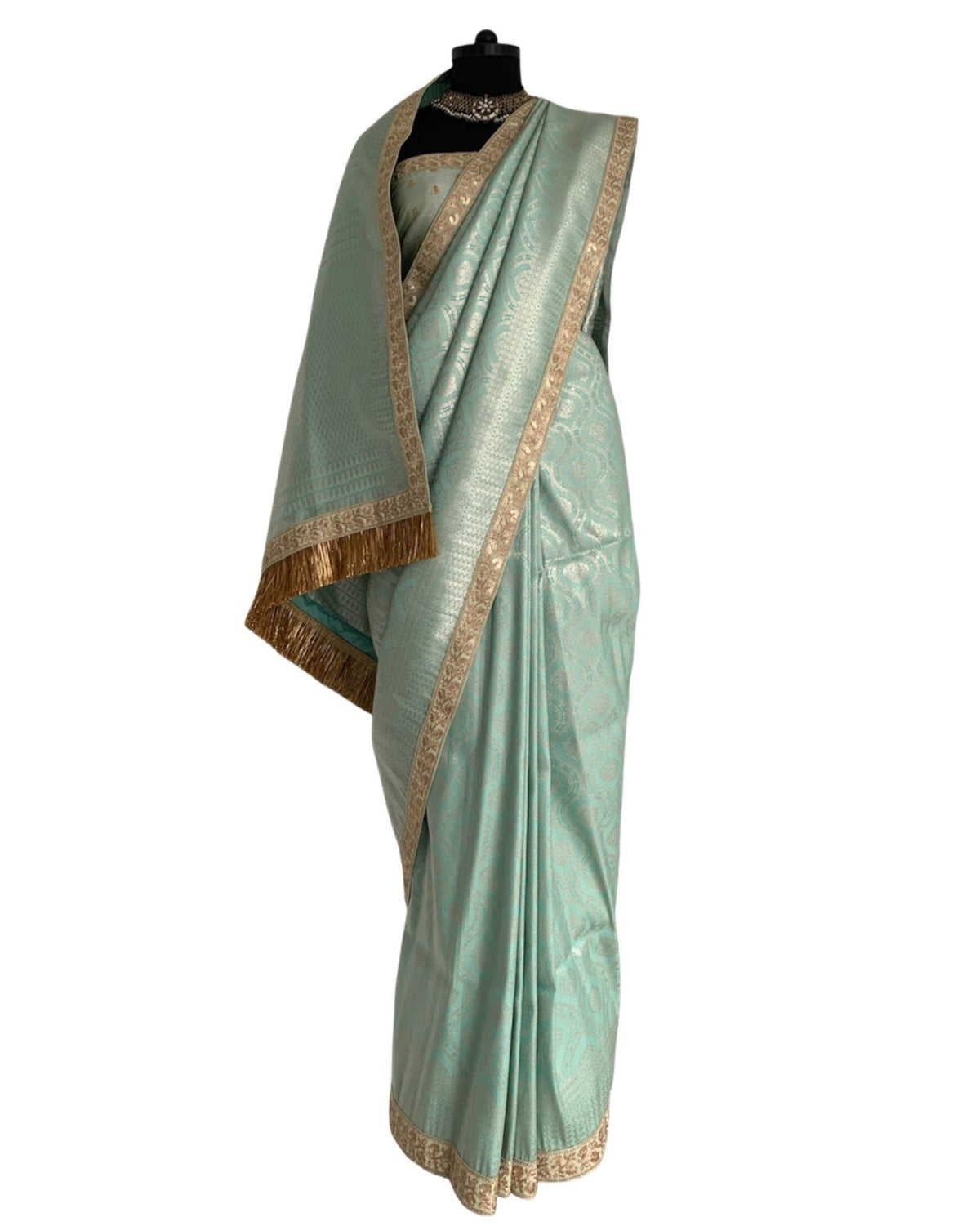 Saree Banarasi - Aqua Blue / Silver / Gold - Mayura Kumar