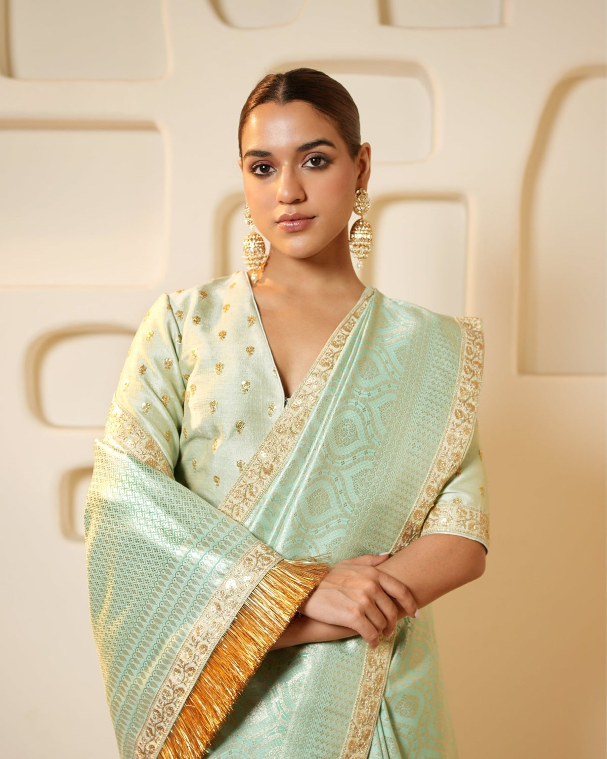 Saree Banarasi - Aqua Blue / Silver / Gold - Mayura Kumar
