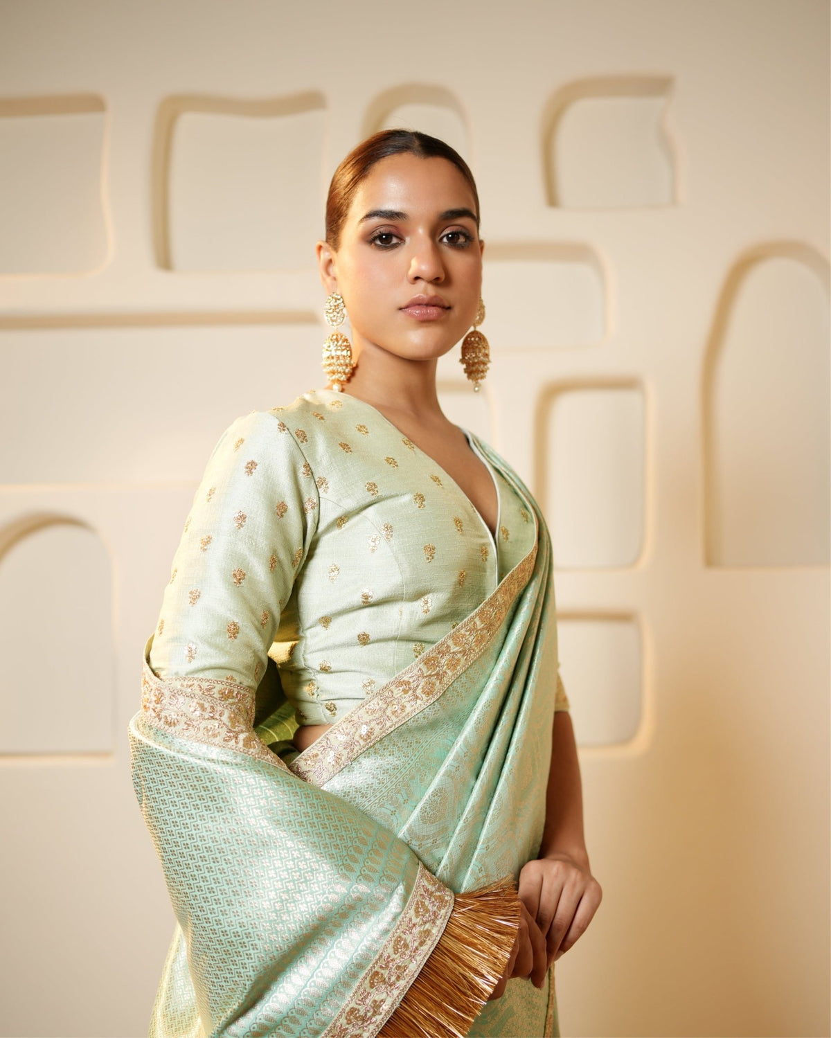 Saree Banarasi - Aqua Blue / Silver / Gold - Mayura Kumar