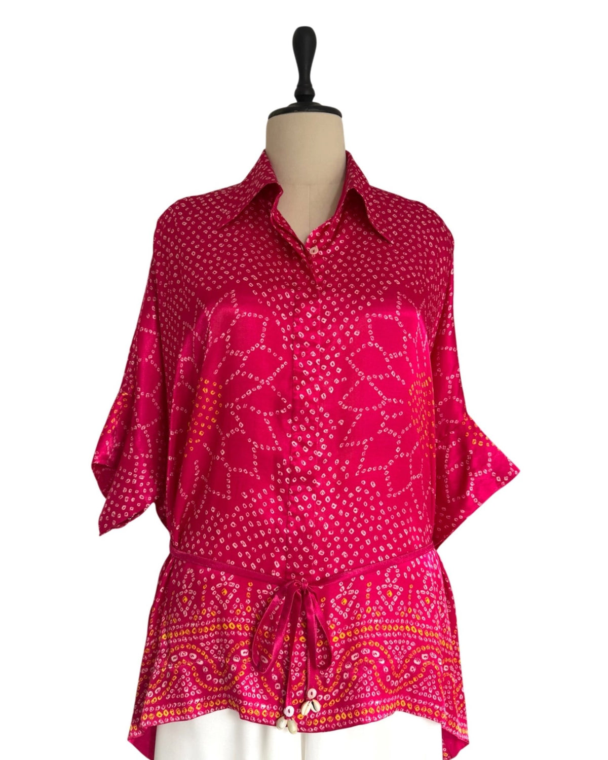Shirt Kimono Bandhej - Fuchsia Rani - Mayura Kumar