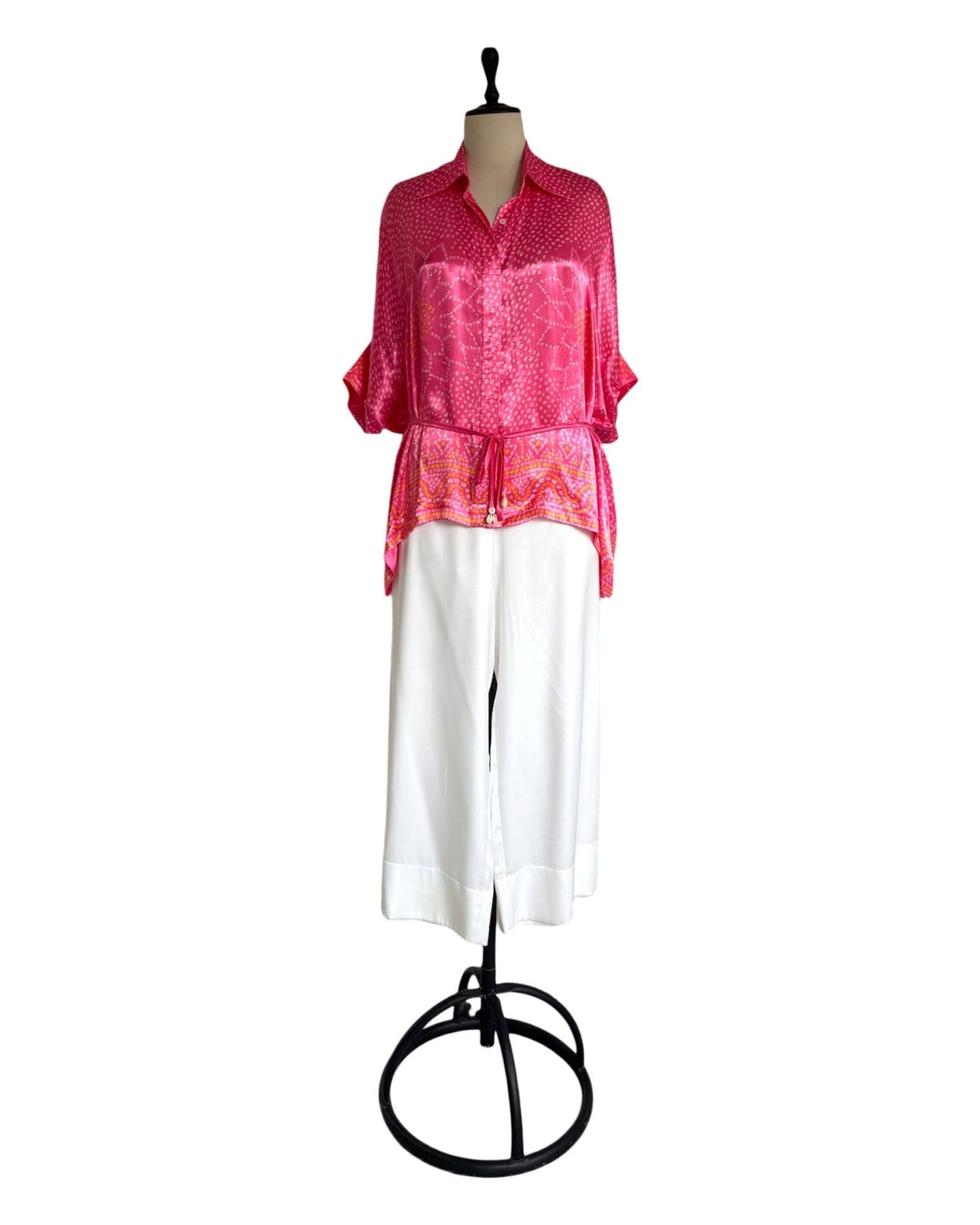 Shirt Kimono Bandhej -Pink - Mayura Kumar