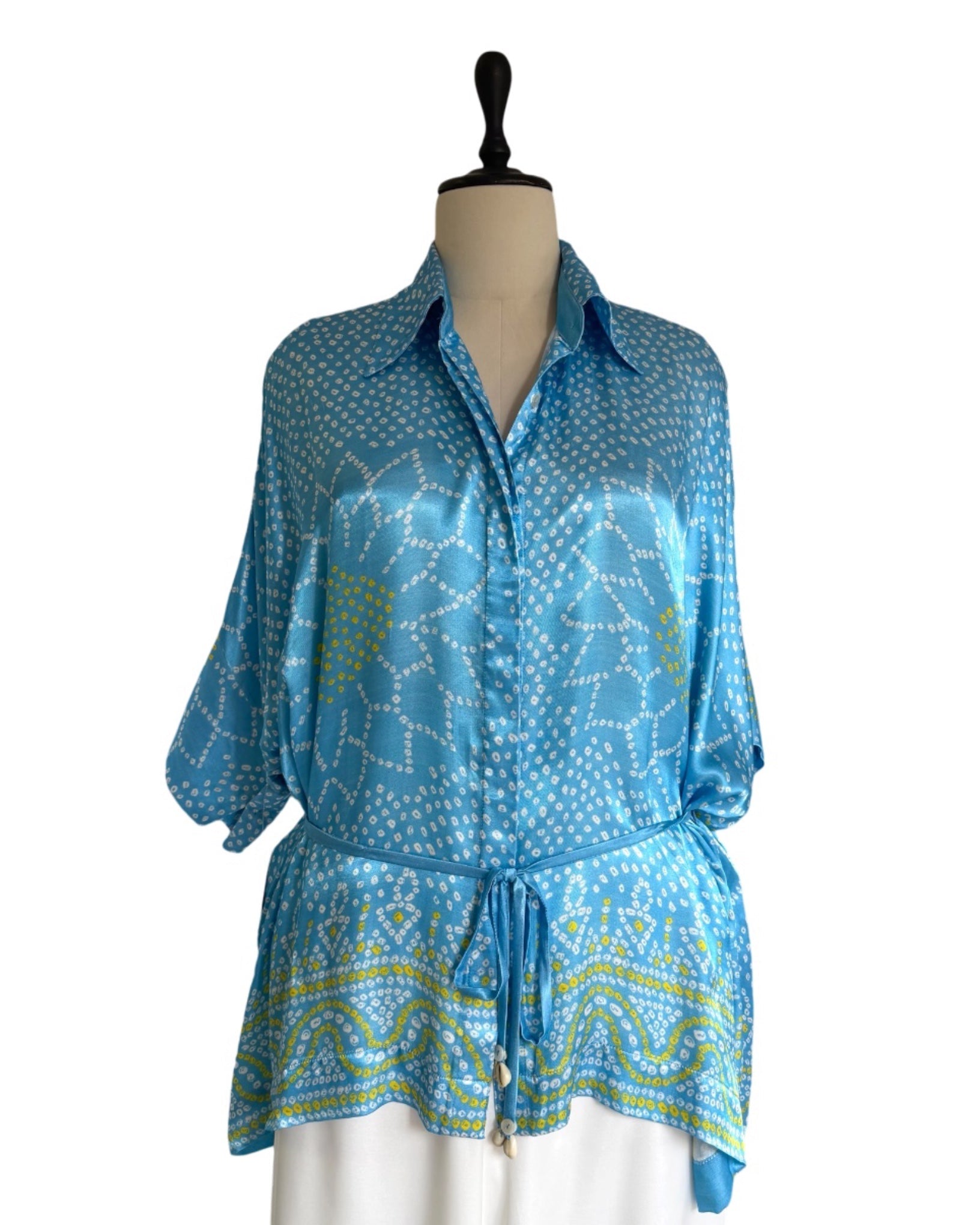 Shirt Kimono Bandhej - Sky Blue - Mayura Kumar