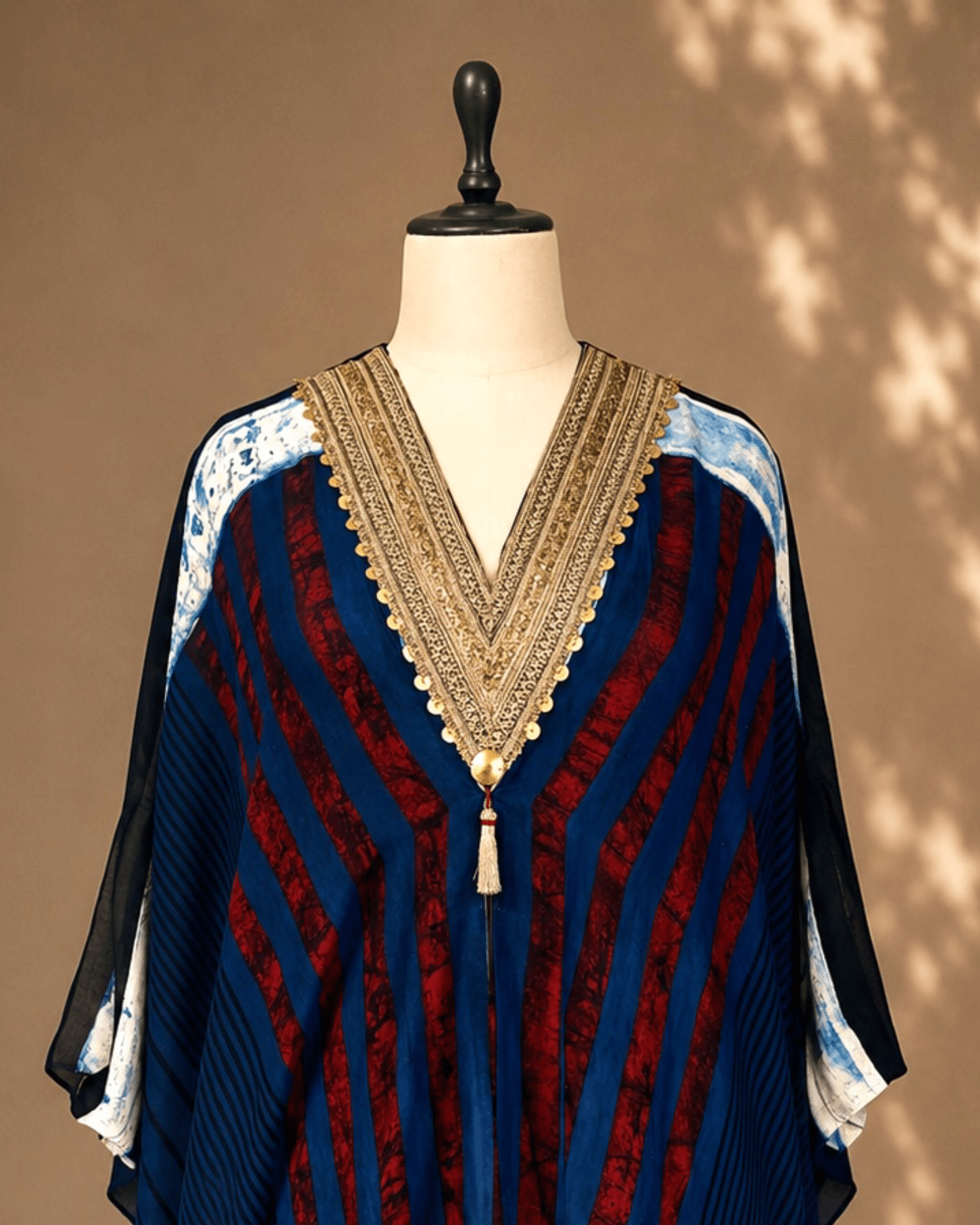 Kaftan Ajrakh - Indigo / Red/Black/White - Mayura Kumar