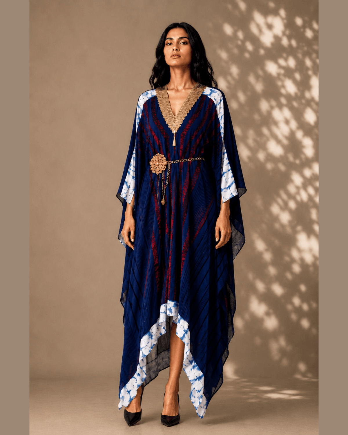 Kaftan Ajrakh - Indigo / Red/Black/White - Mayura Kumar