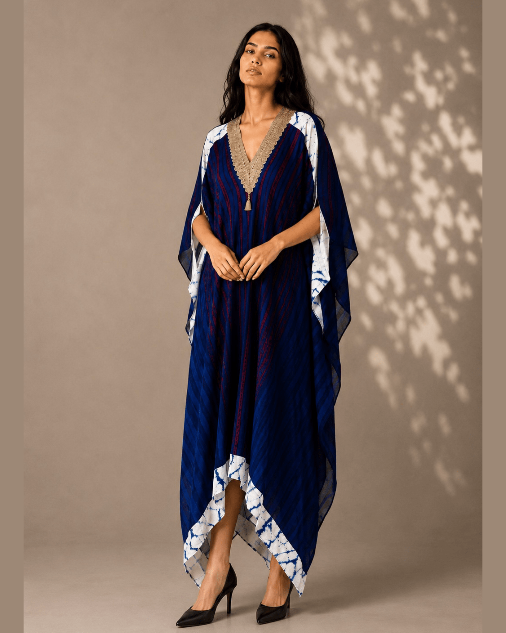 Kaftan Ajrakh - Indigo / Red/Black/White - Mayura Kumar