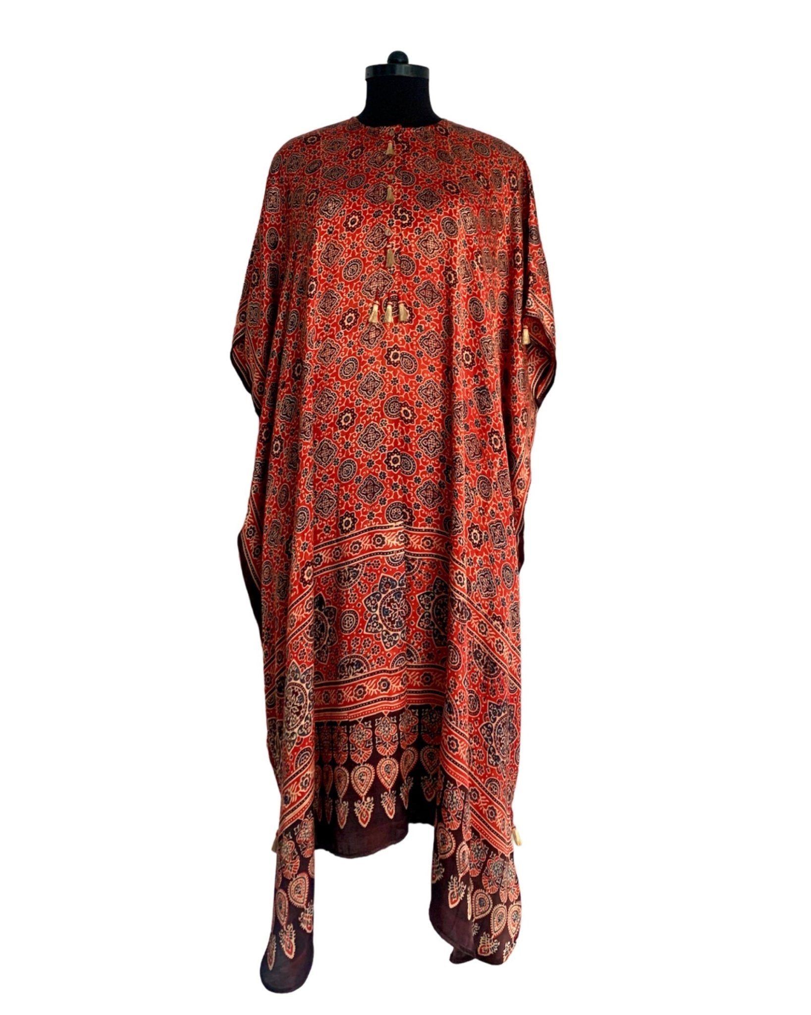 Kaftan Ajrakh - Red / Black / Gold - Mayura Kumar