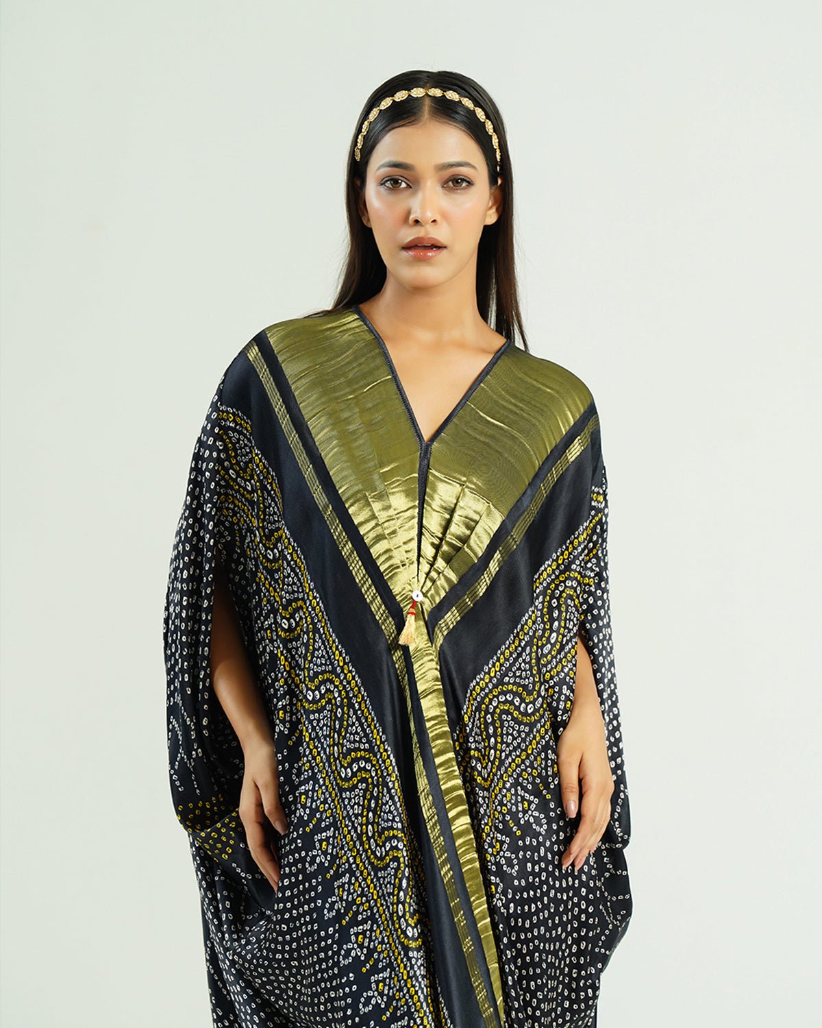 Kaftan Bandhej - Black / Gold - Mayura Kumar