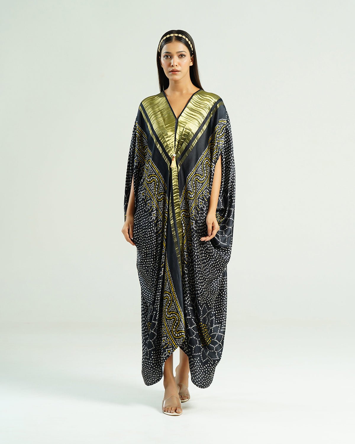 Kaftan Bandhej - Black / Gold - Mayura Kumar