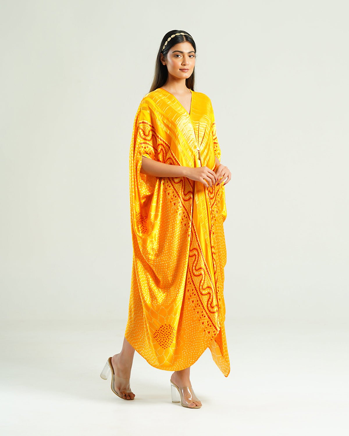 Kaftan Bandhej - Mustard / Gold - Mayura Kumar