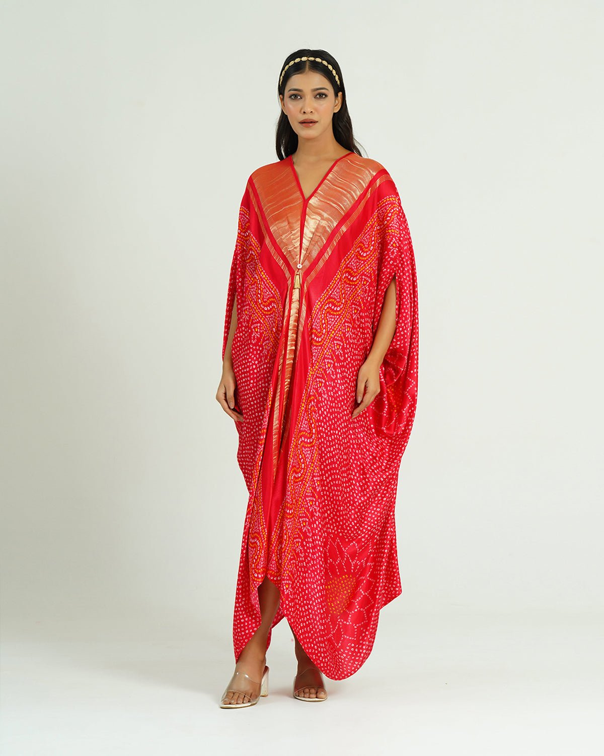Kaftan Bandhej - Red / Gold - Mayura Kumar