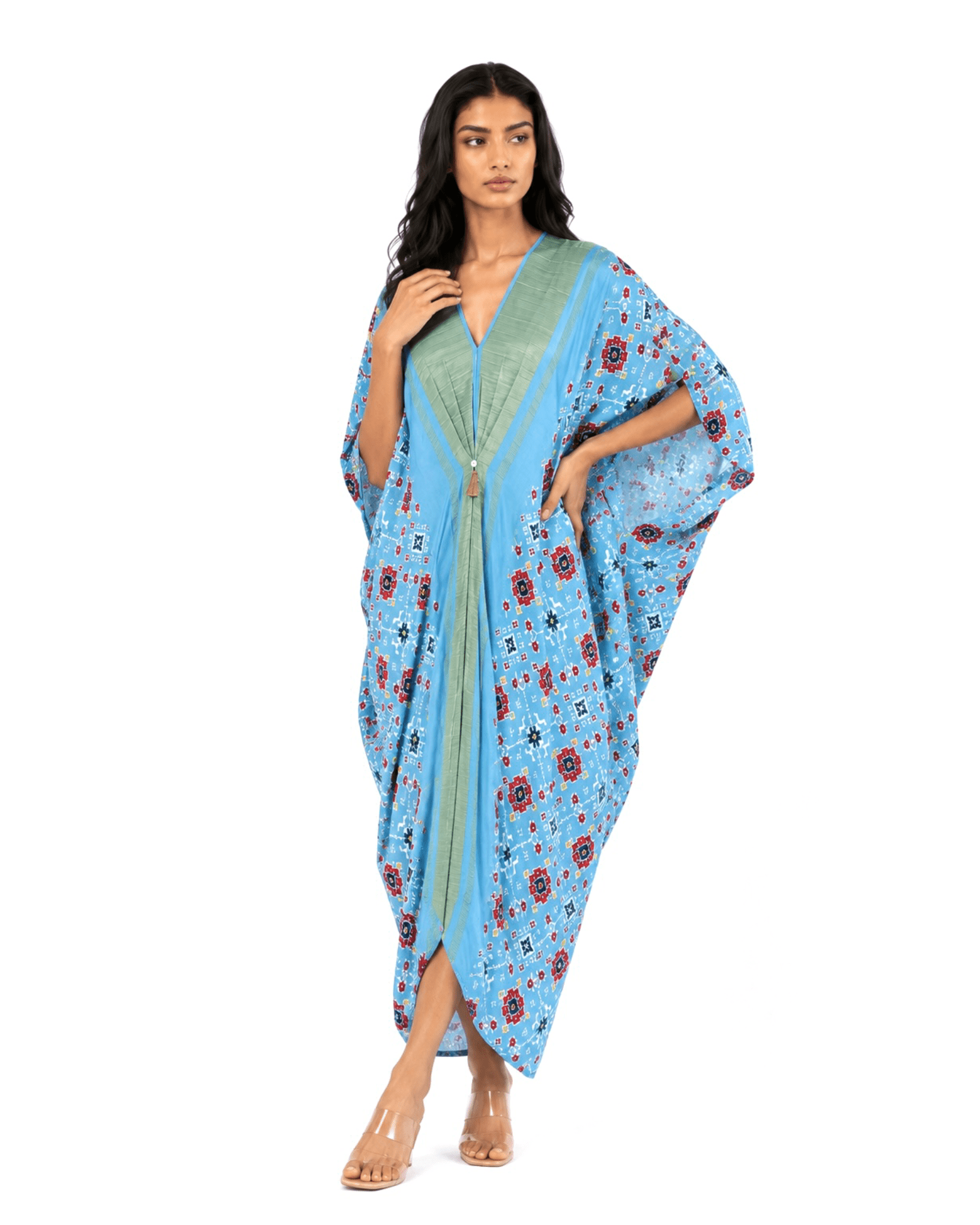 Kaftan Patola - Sky Blue /Gold - Mayura Kumar