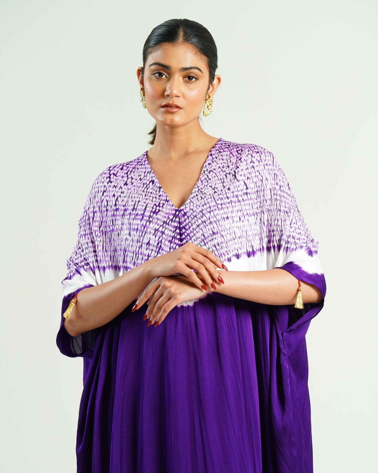 Kaftan Shibori - Amethyst Purple /Ivory - Mayura Kumar
