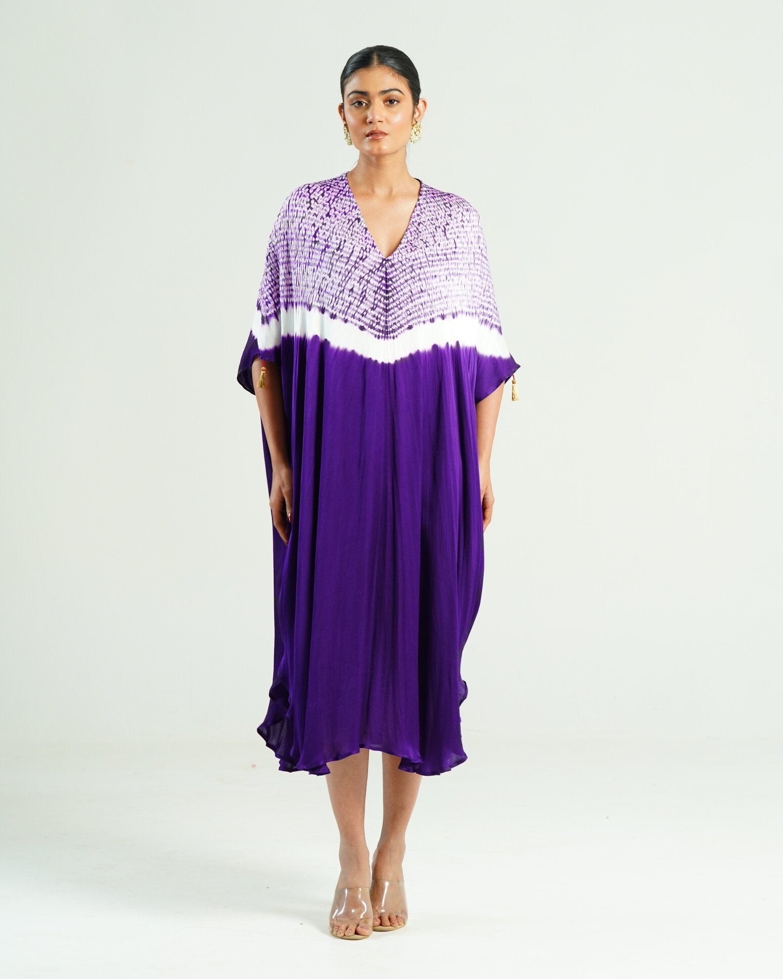 Kaftan Shibori - Amethyst Purple /Ivory - Mayura Kumar