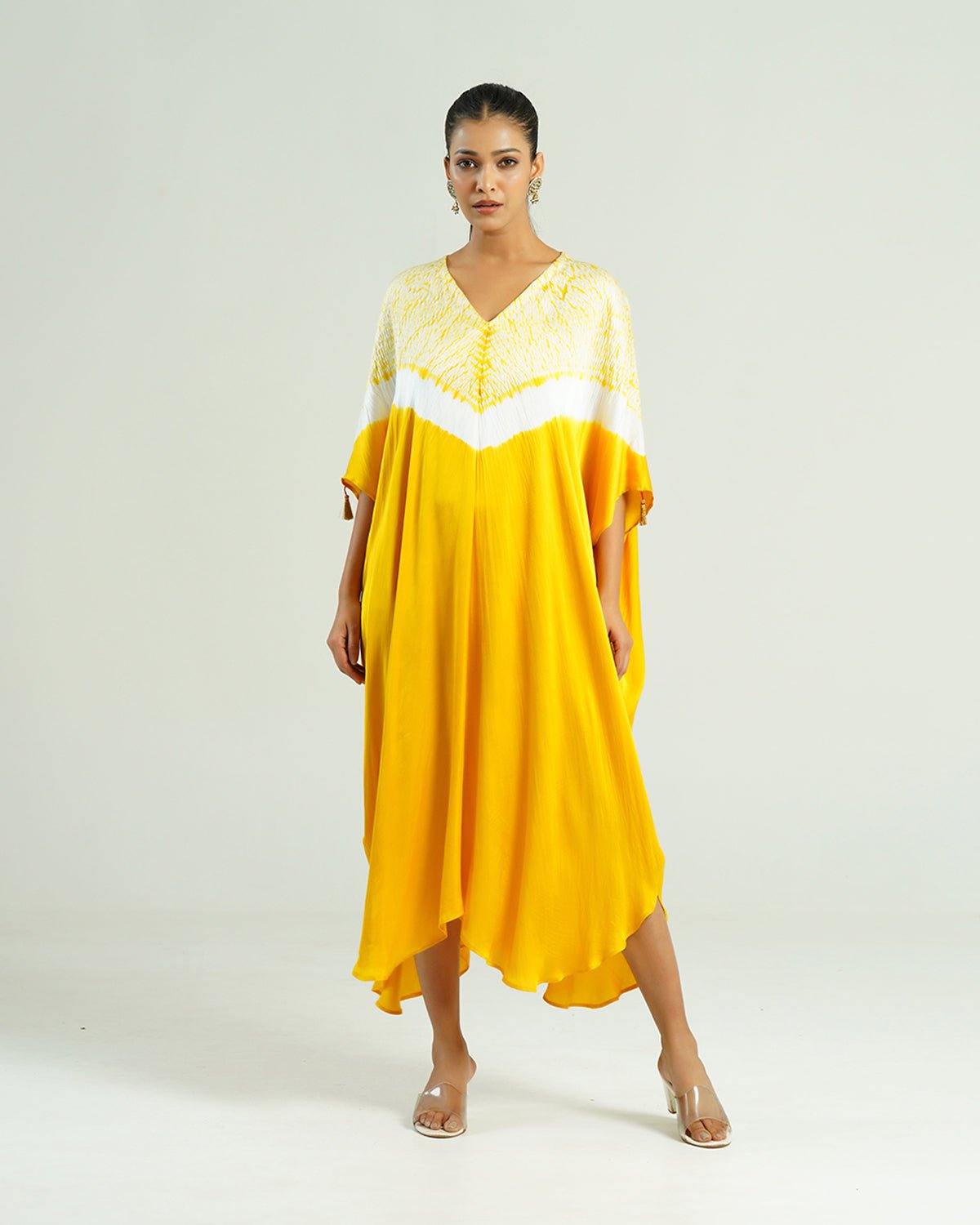 Kaftan Shibori - Mango Yellow/Ivory - Mayura Kumar