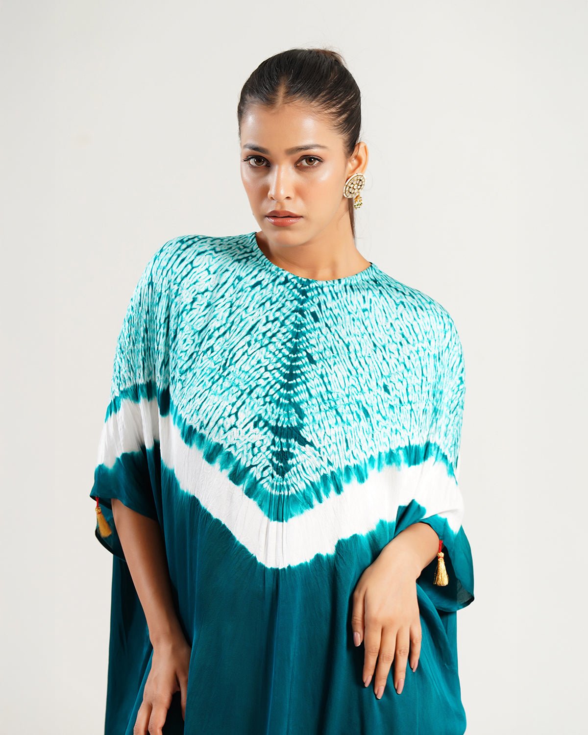 Kaftan Shibori - Ocean Aquamarine /Ivory - Mayura Kumar