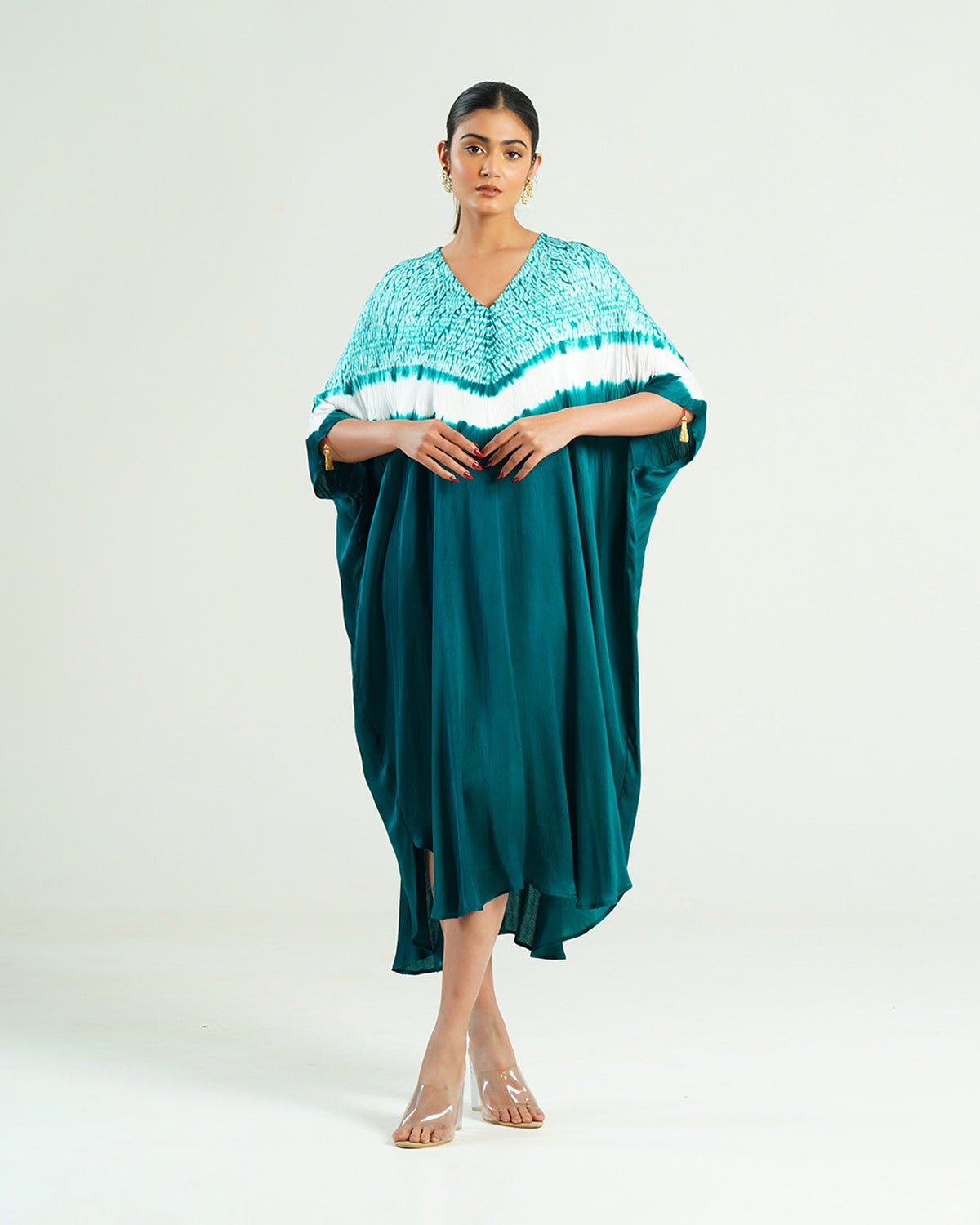 Kaftan Shibori - Ocean Aquamarine /Ivory - Mayura Kumar