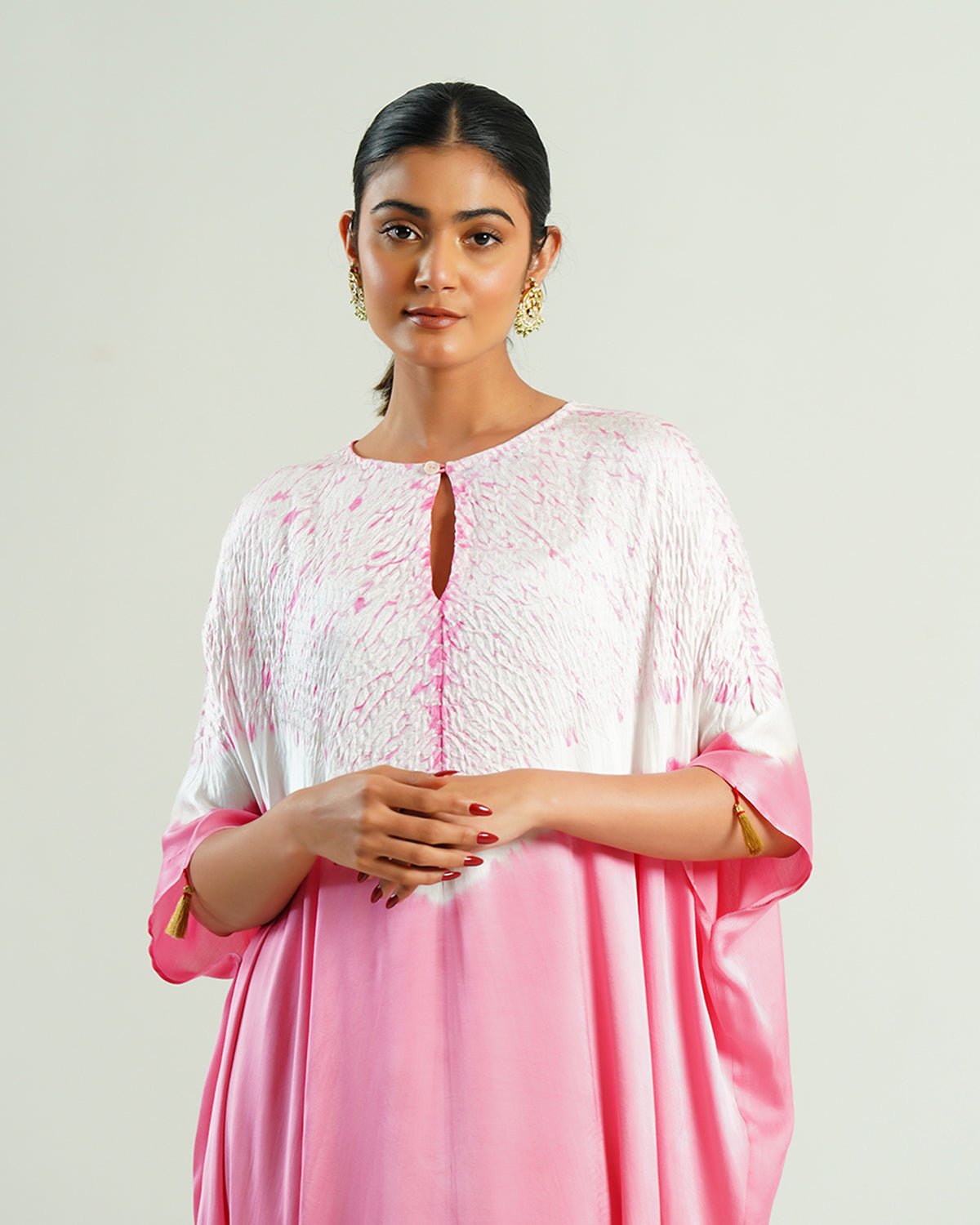 Kaftan Shibori - Peony Pink /Ivory - Mayura Kumar