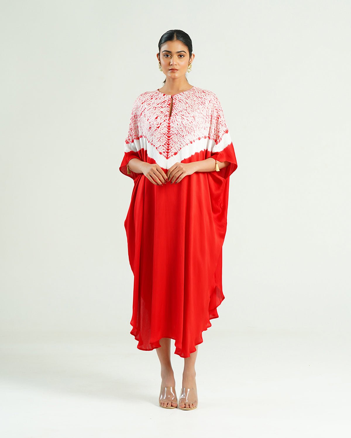 Kaftan Shibori - Scarlet Red / Ivory - Mayura Kumar