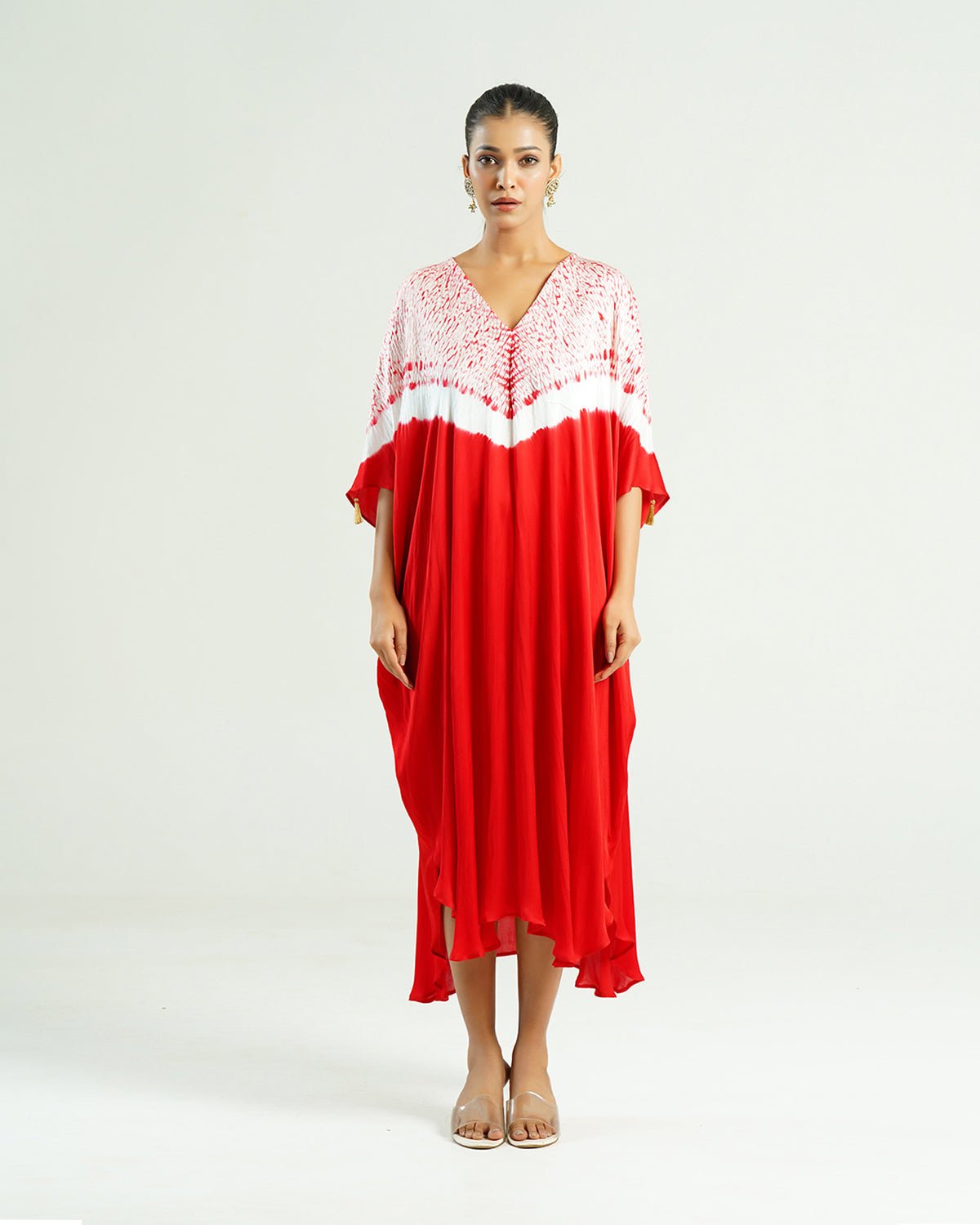 Kaftan Shibori - Scarlet Red/Ivory - Mayura Kumar
