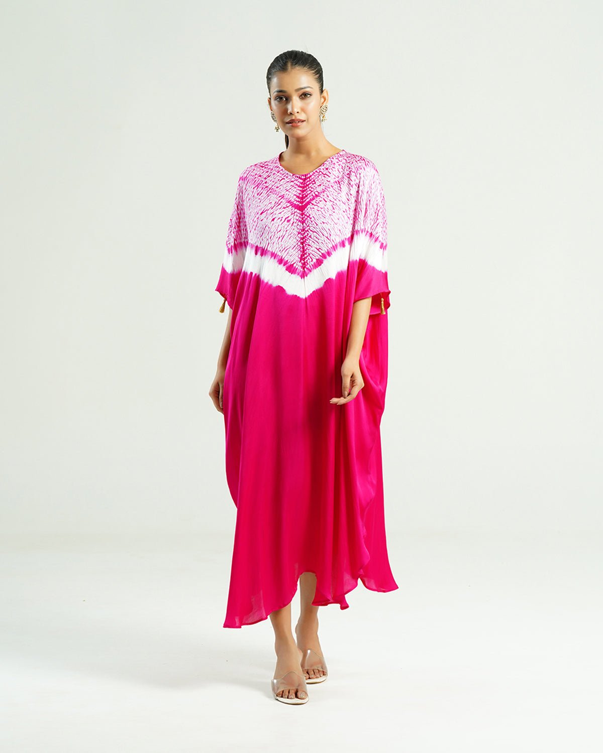 Kaftan Shibori - Wild Fuchsia /Ivory - Mayura Kumar