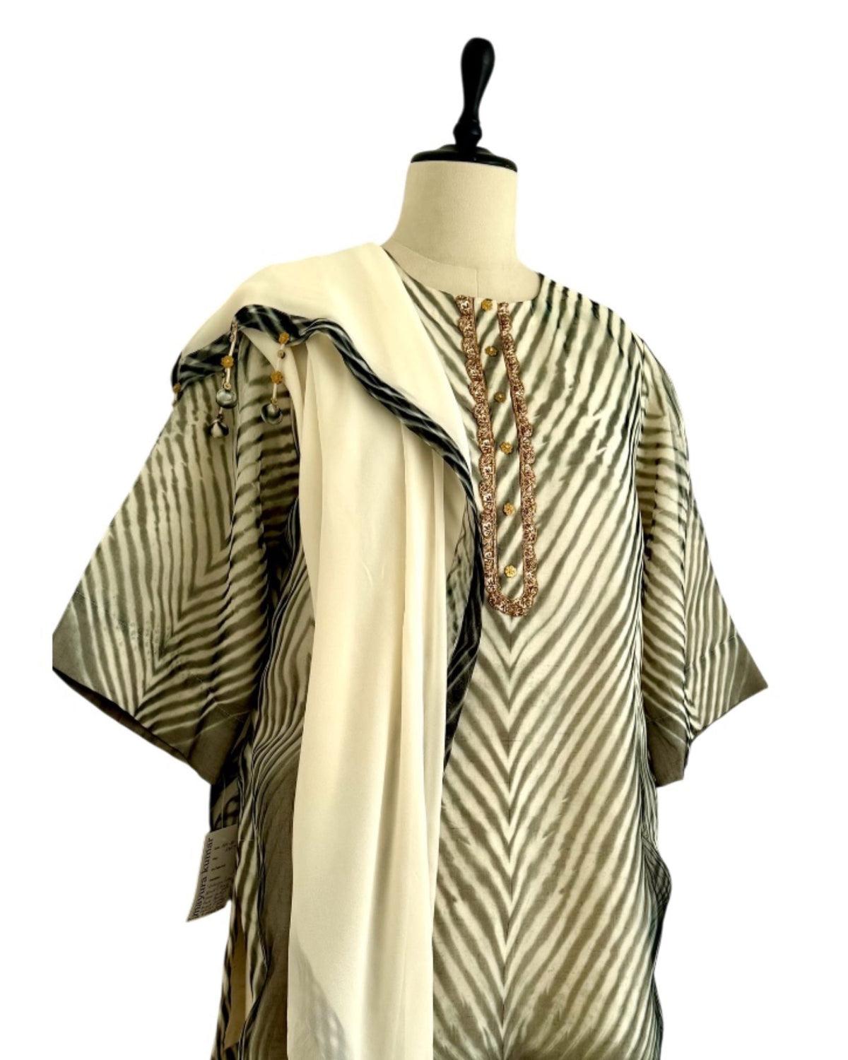 Kurta Set Arashi Shibori - Ivory/ Black - Mayura Kumar