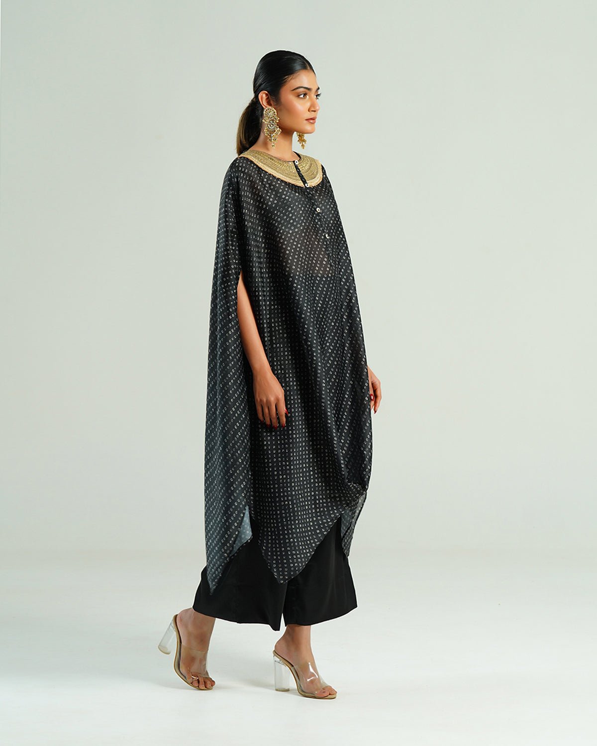 Kurta Set Bandhej - Black / Ivory / Gold - Mayura Kumar