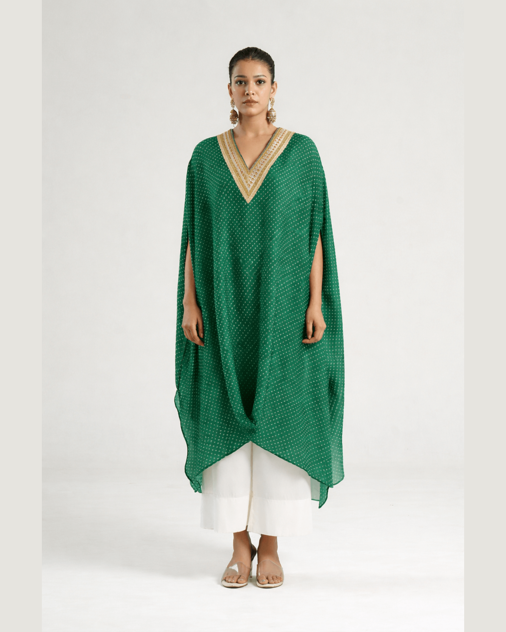 Kurta Set Bandhej - Green / Gold - Mayura Kumar