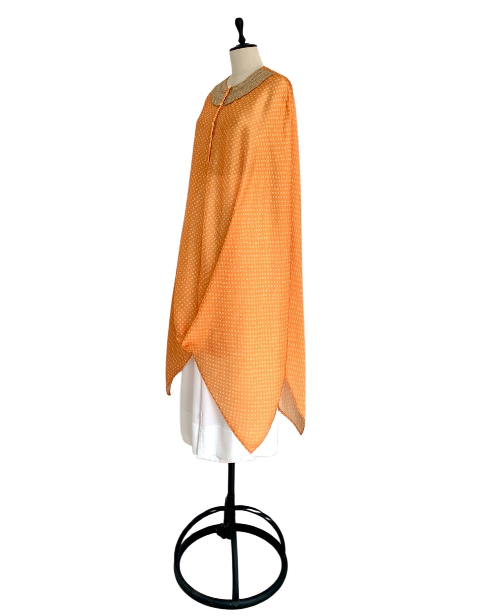 Kurta Set Bandhej - Mango Orange / Ivory / Gold - Mayura Kumar